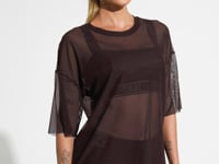 Blusa T-shirt Fitness Feminina De Tule Activity Dlk Marrom Café