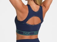 Top Fitness Feminino Com Bojo E Costas Vazadas Com Elástico Activity Dlk Azul Marinho