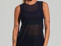 Camiseta Fitness Feminina De Tule Com Elástico Nas Laterais Activity Dlk Azul Marinho