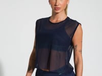 Camiseta Fitness Feminina De Tule Com Elástico Activity Dlk Azul Marinho