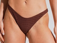 Calcinha Biquíni Fio com Textura Plissada Solaris Dlk Marrom