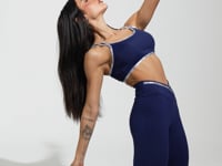Legging Fitness Feminina com Cós Transpassado e Elástico Athletic Dlk Azul Marinho