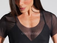 Blusa Baby Look Feminina de Tule Estampada Confiante Soul Dlk