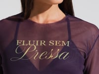 Blusa Fitness Feminina de Tule Estampada Fluir Sem Pressa Activity Dlk