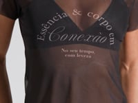 Blusa Baby Look Feminina de Tule Estampada Conexão Activity Dlk