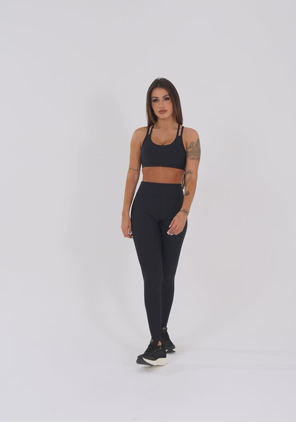 Top Fitness Feminino Preto Com Alça Dupla Aura Dlk