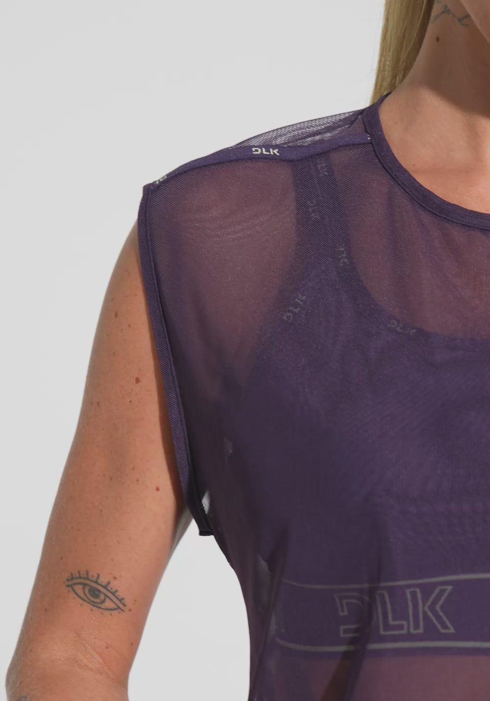 Camiseta Fitness Feminina De Tule Com Elástico Activity Dlk Roxo