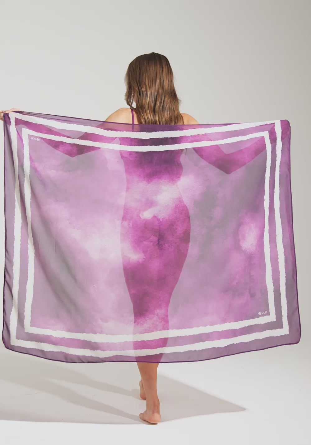 Canga Saída de Praia com Estampa Aquerela Roxo Solaris+ Dlk