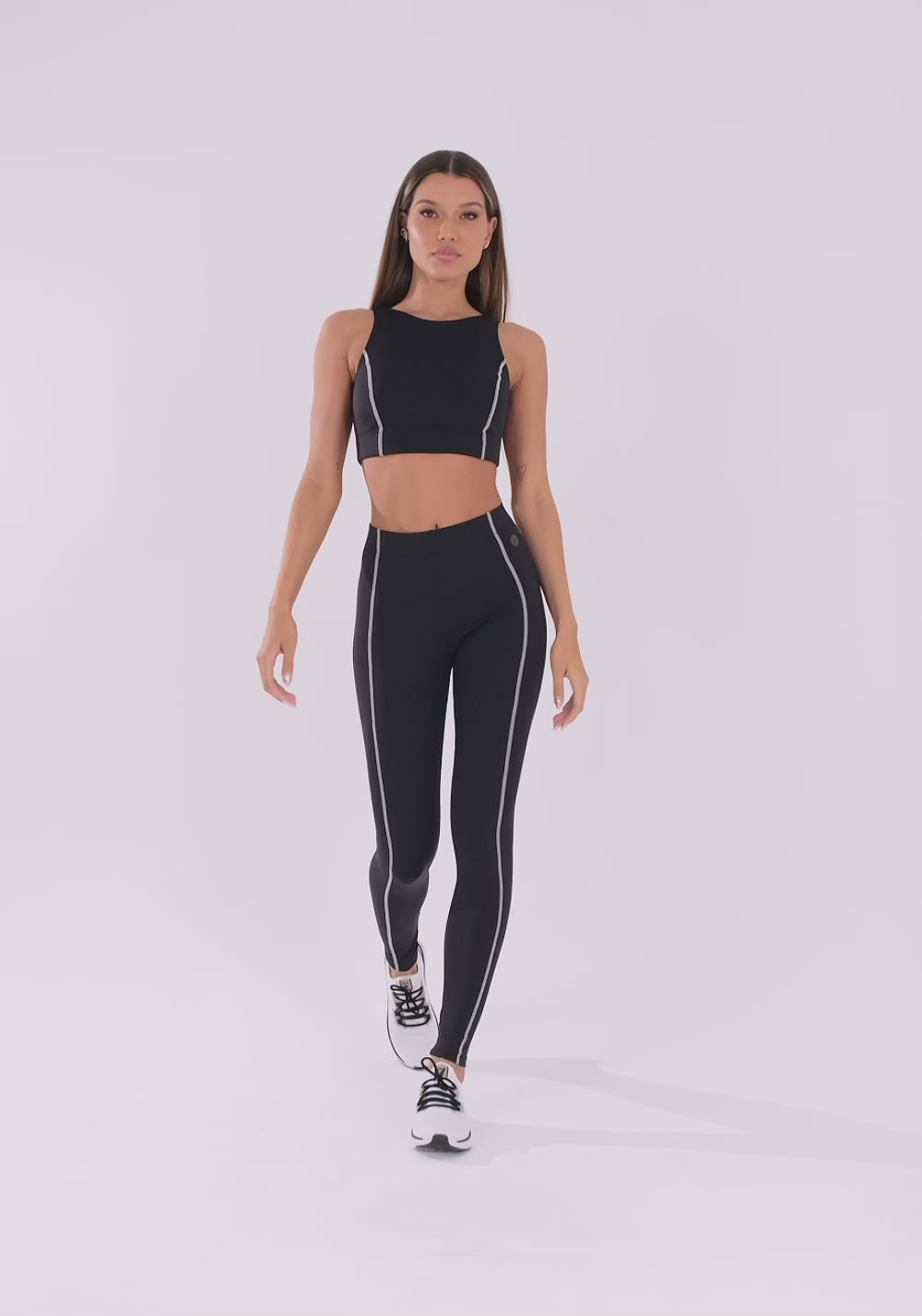 Top Fitness Feminino Preto Com Pesponto Oasis Dlk
