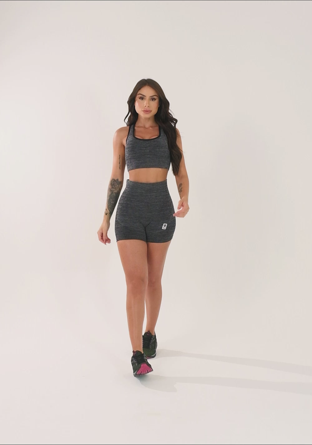 Top Fitness Feminino Mescla Modelo Nadador Com Bojo Seamless Dlk