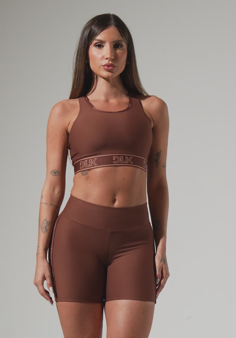Bermuda Fitness Feminina Com Elástico Estreito Lateral Activity Dlk Marrom