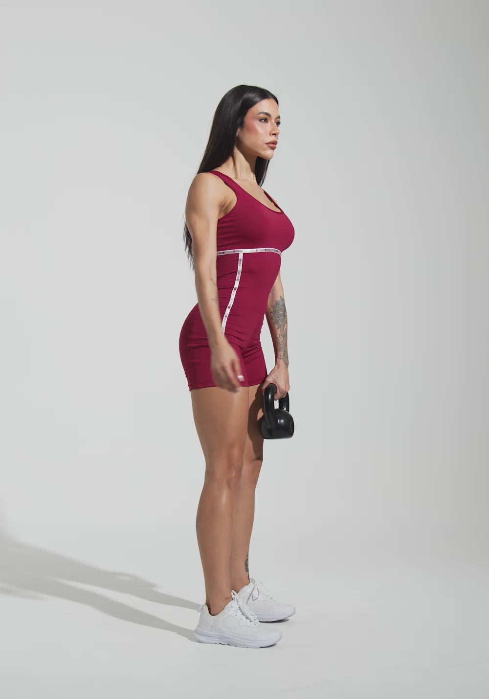 Macaquinho Fitness Feminino com Elástico Athletic Dlk Vermelho Cereja