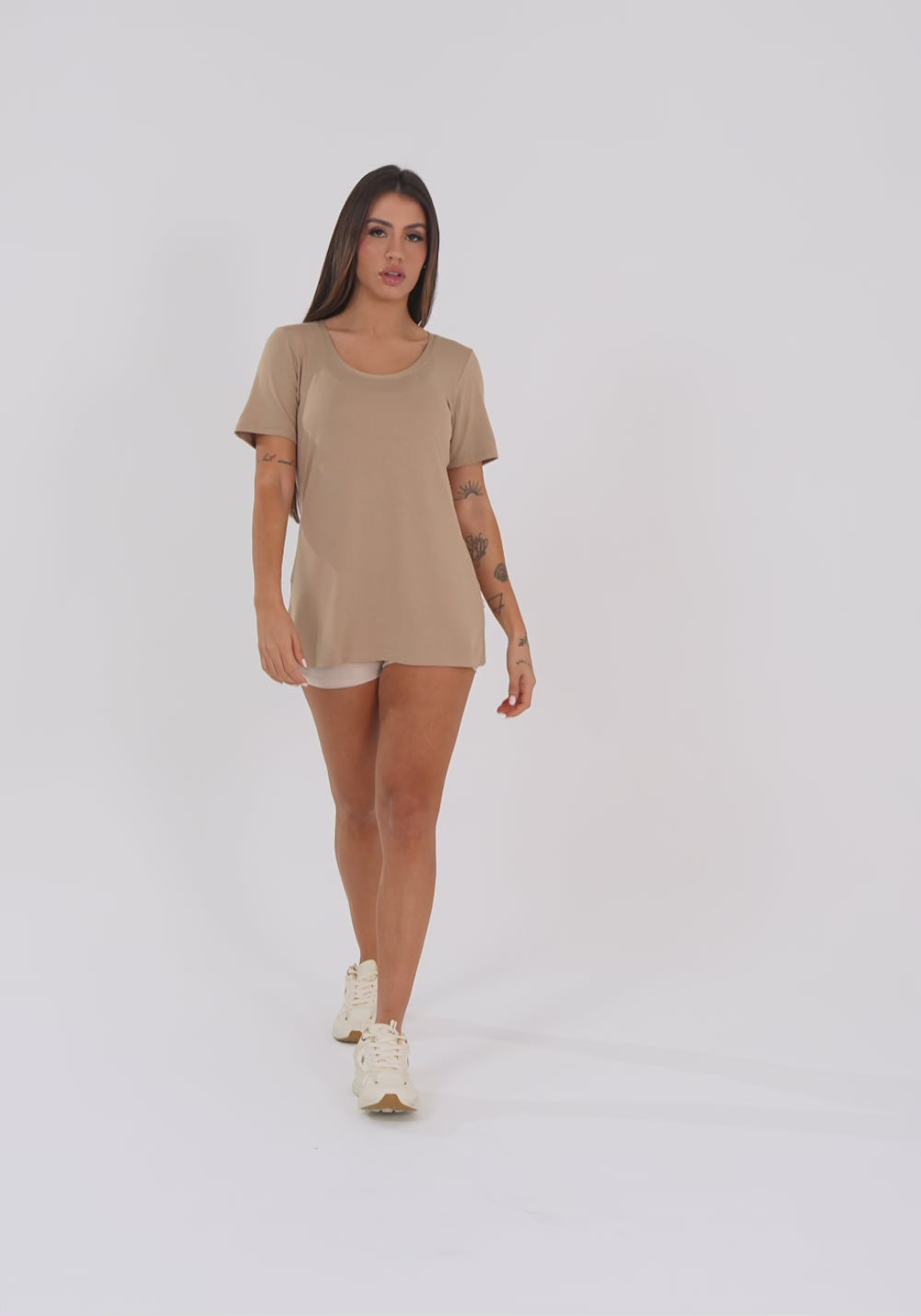 Blusa T-shirt Fitness Feminina Capuccino Aura Dlk