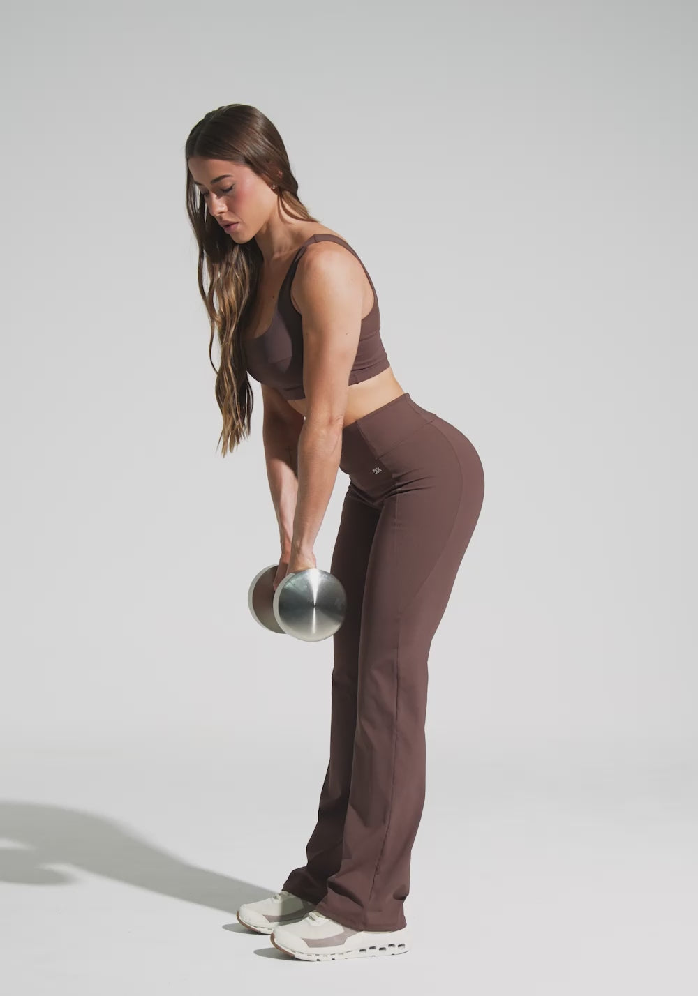 Calça Flare Fitness com Detalhe Canelado Motion Lines Dlk Marrom