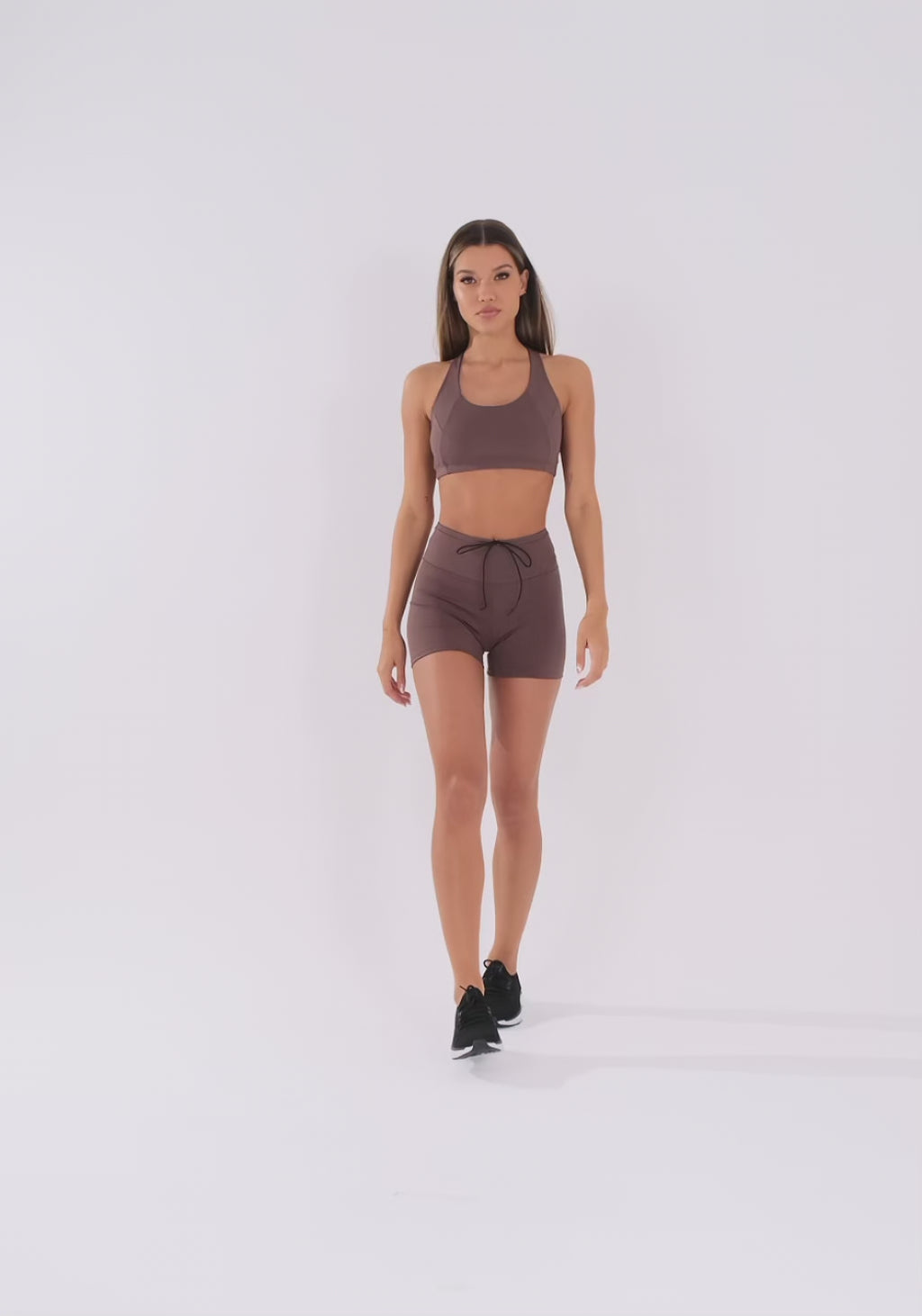 Top Fitness Feminino Nadador Marrom Com Recortes Oasis Dlk