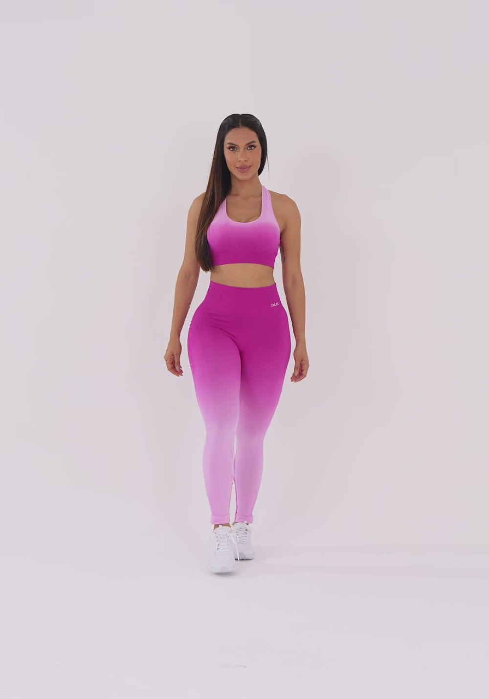 Legging Fitness Feminina Fúcsia Degradê Modela Bumbum Seamless+ Dlk