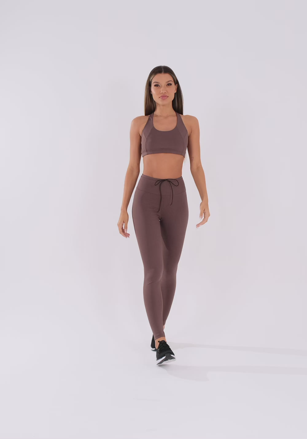 Legging Fitness Feminina Marrom Com Cadarço Oasis Dlk