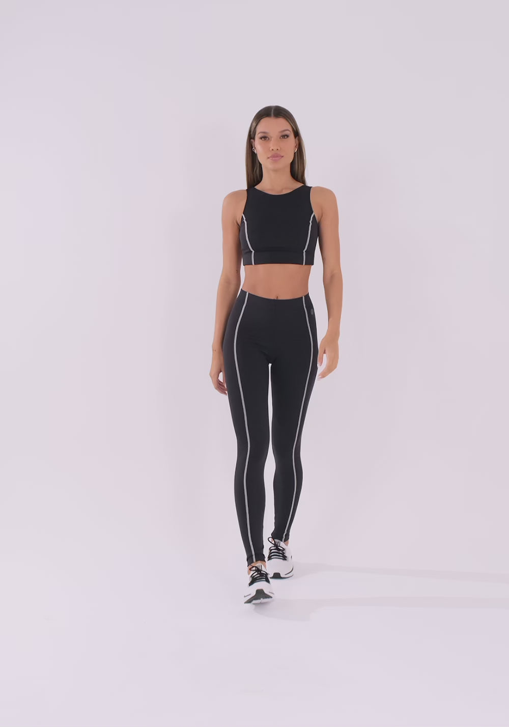 Legging Fitness Feminina Preto Com Pesponto Oasis Dlk