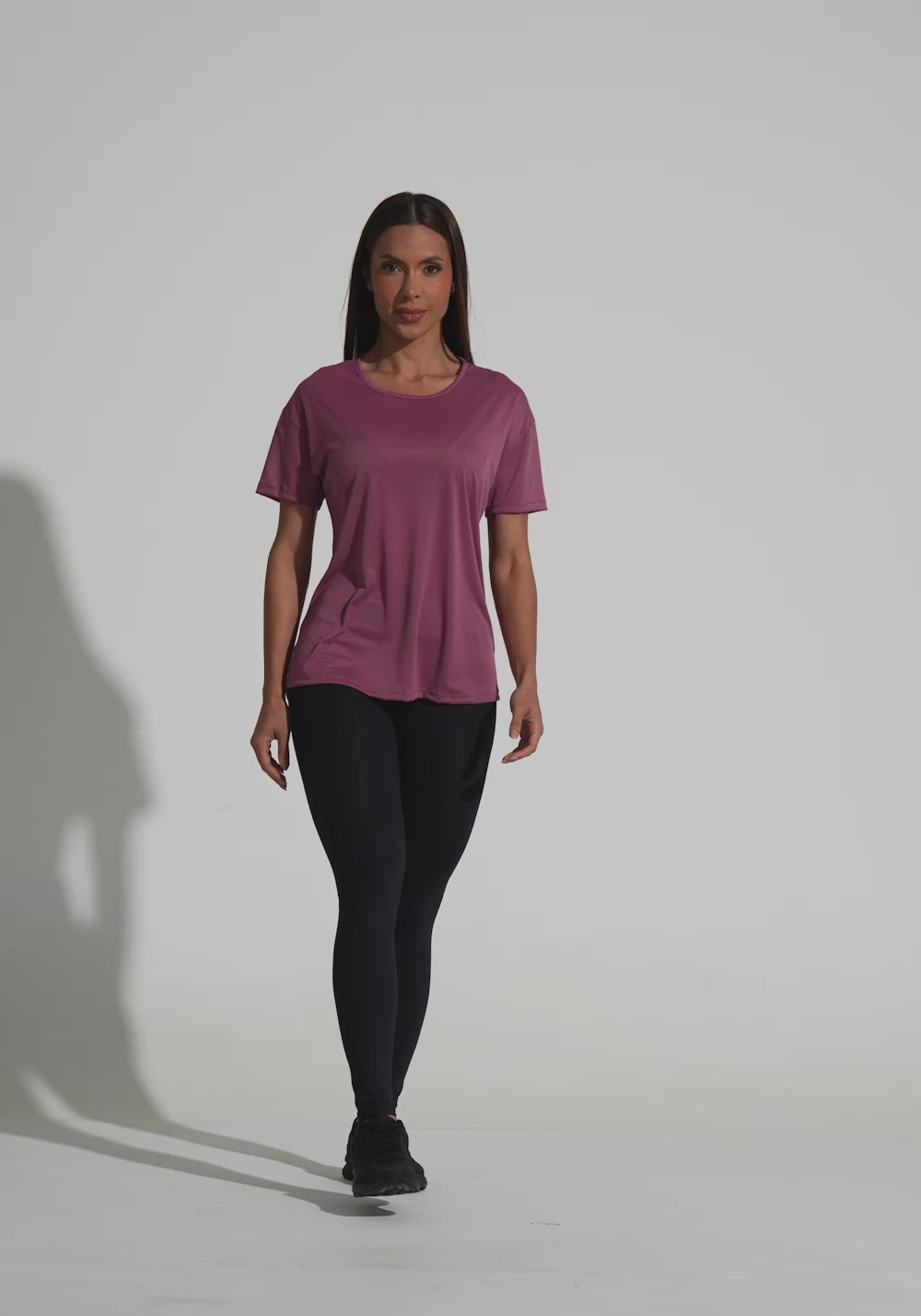 Blusa T-shirt Fitness Feminina De Poliamida Básica Dlk Rosa Antigo