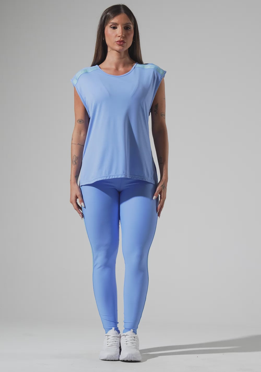 Blusa Feminina Com Elástico Nos Ombros Activity Dlk Azul