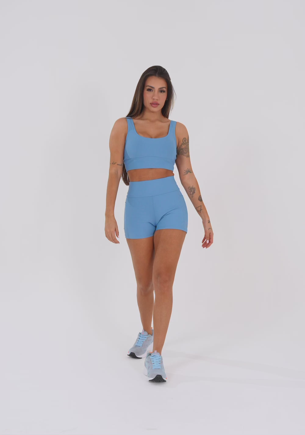 Top Fitness Feminino Azul Com Alça Larga Aura Dlk