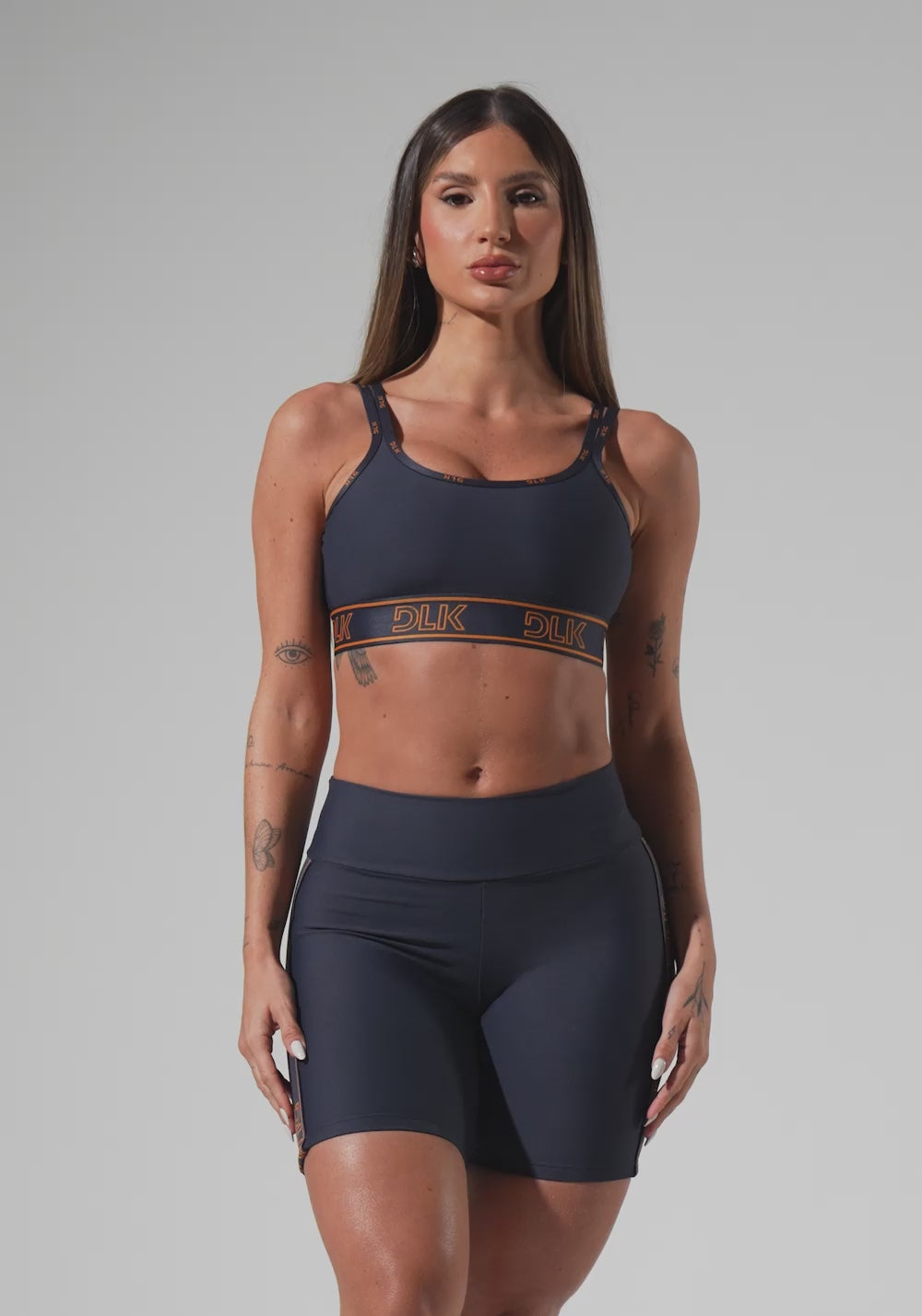 Bermuda Fitness Feminina Com Elástico Largo Lateral Activity Dlk Grafite