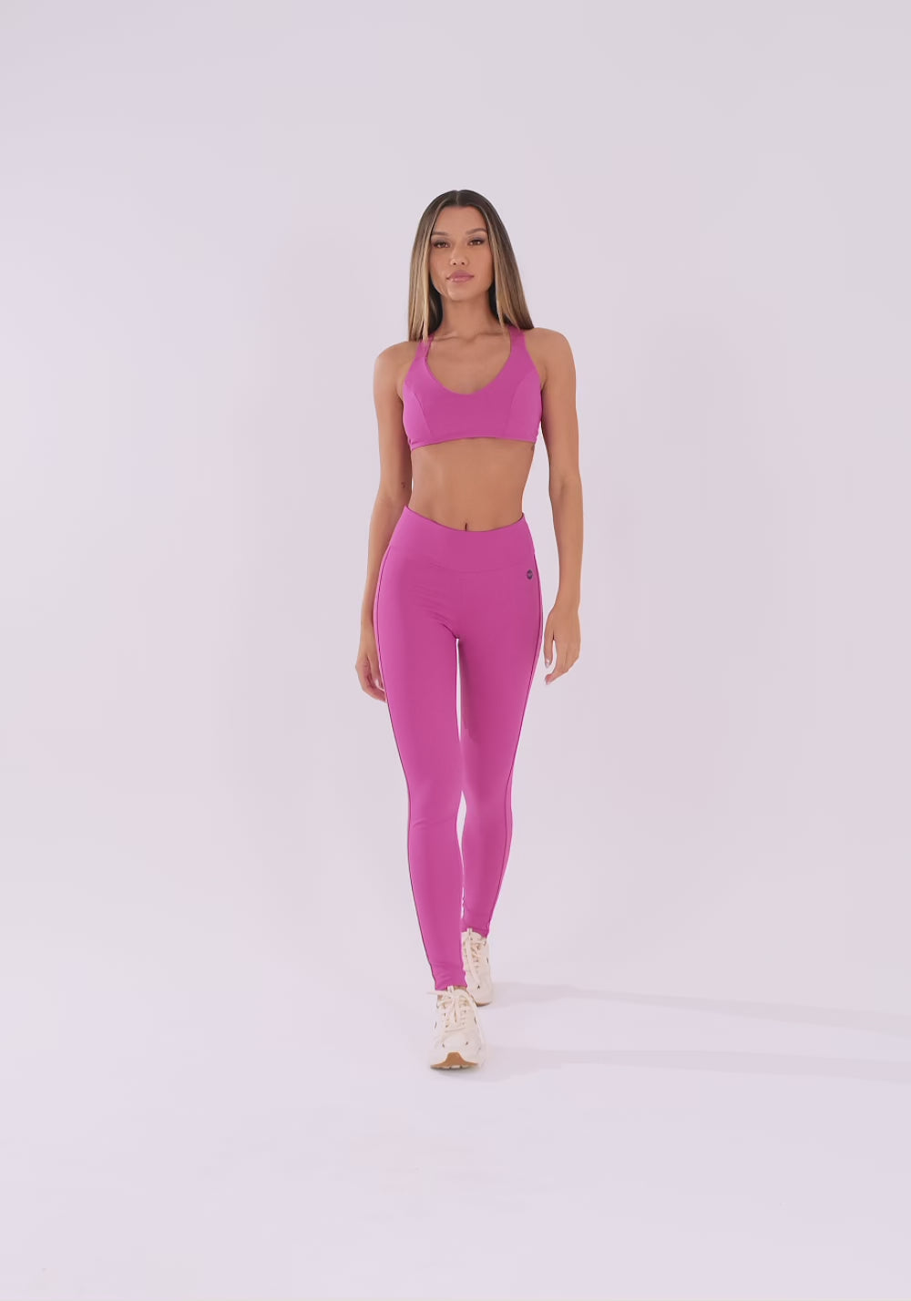 Legging Fitness Feminina Rosa Fúcsia Com Elástico Lateral Oasis Dlk