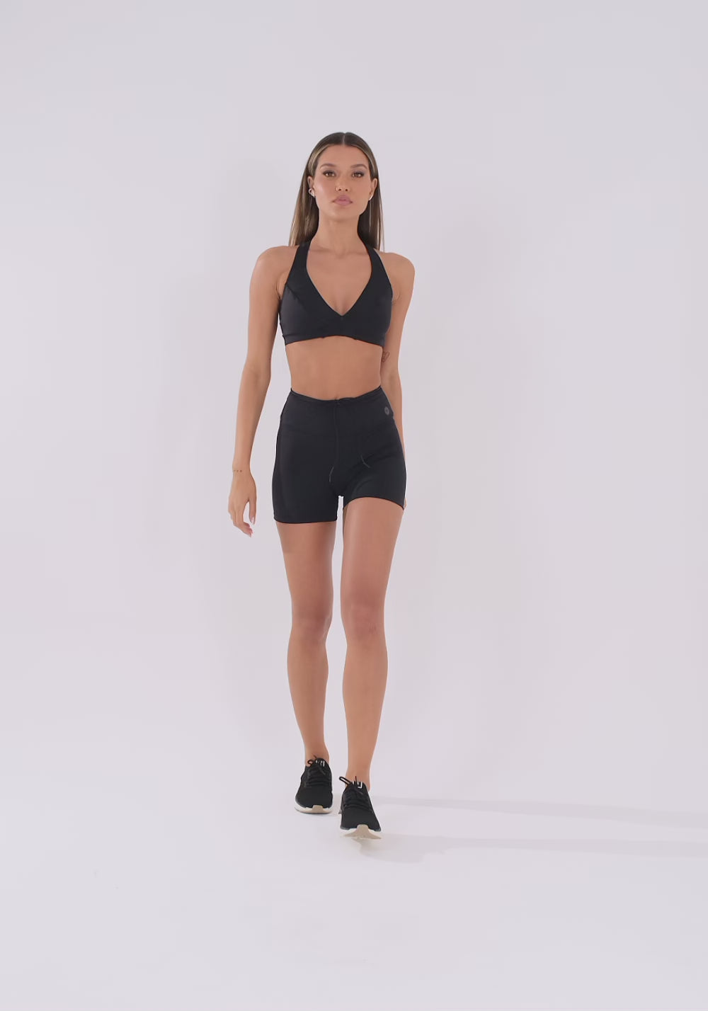 Short Fitness Feminino Preto Com Cadarço Oasis Dlk