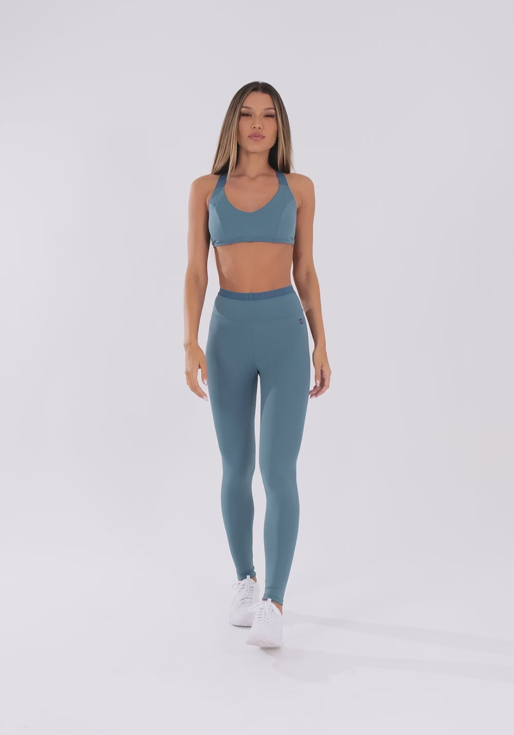 Legging Fitness Feminina Azul Com Elástico Oasis Dlk