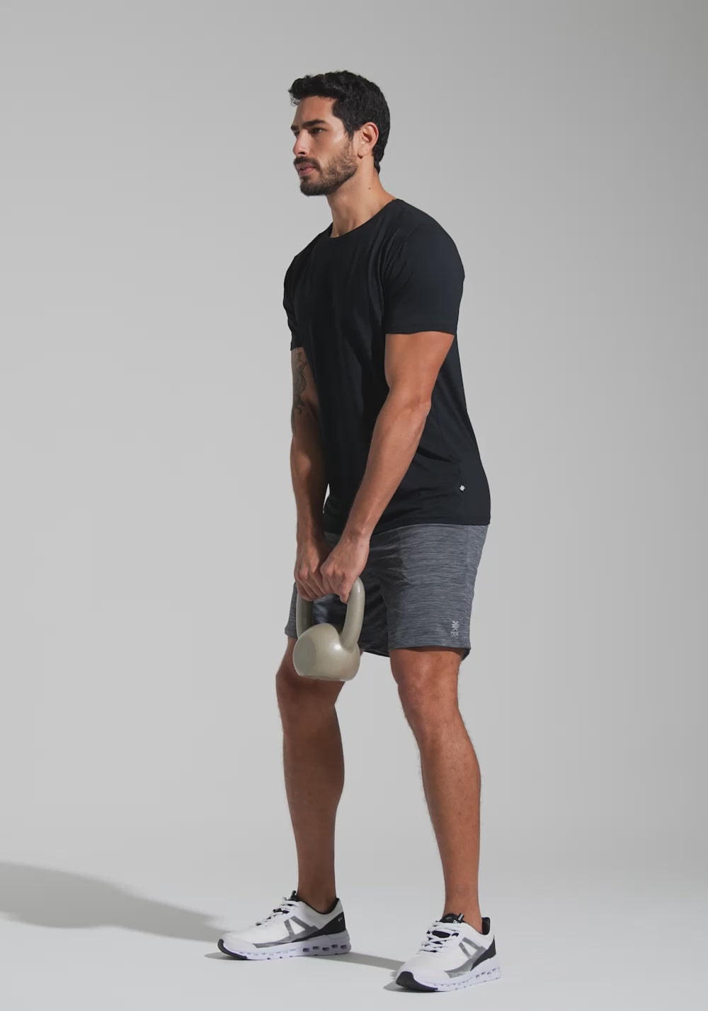 Bermuda Fitness Masculina Mescla Dlk Cinza