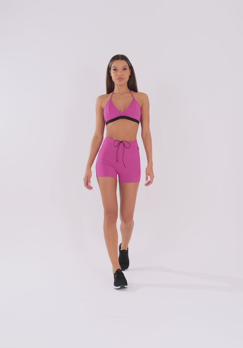 Short Fitness Feminino Rosa Fúcsia Com Cadarço Oasis Dlk