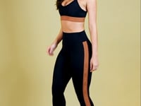 Calça Legging Energy Poliamida Preta Com Elástico Amêndoa Dlk