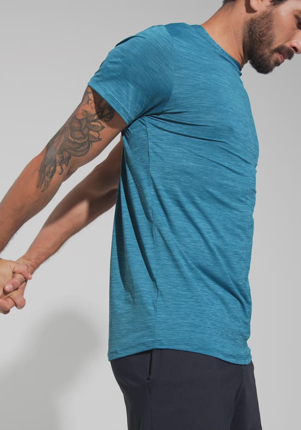 Camiseta Fitness Masculina Mescla Dlk Petróleo