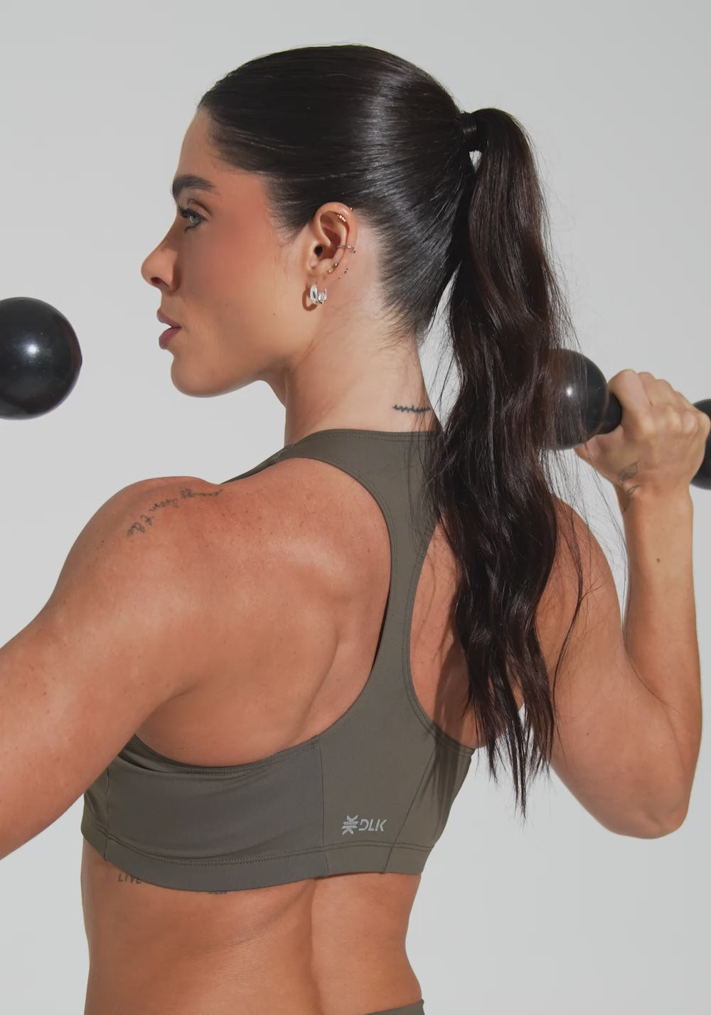 Top Fitness Feminino Modelo Nadador Verde Básico Dlk