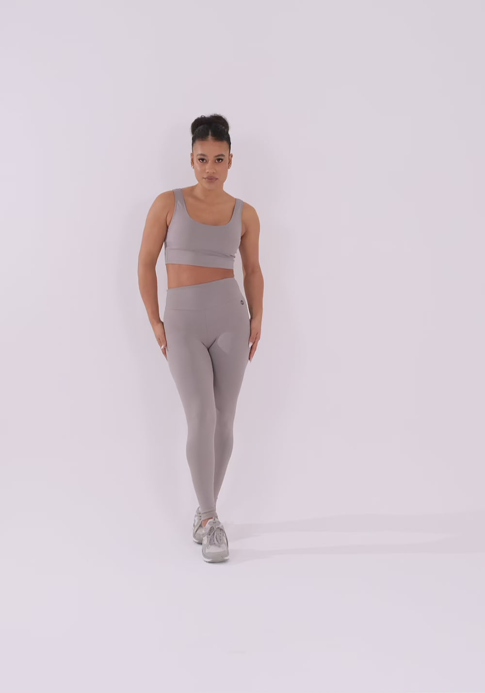 Legging Fitness Feminina Cinza Com Cós Largo Oasis Dlk