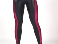 Calça Legging Happiness Com Recortes Laterais Preta E Cereja Dlk