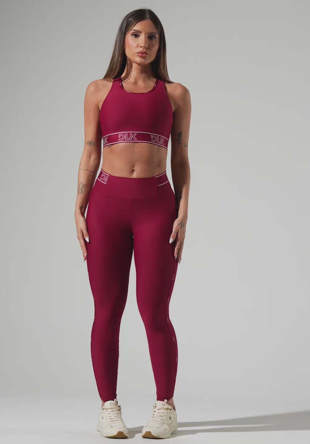 Legging Fitness Feminina Com Elásticos No Cós E Na Lateral Activity Dlk Vermelho Cereja