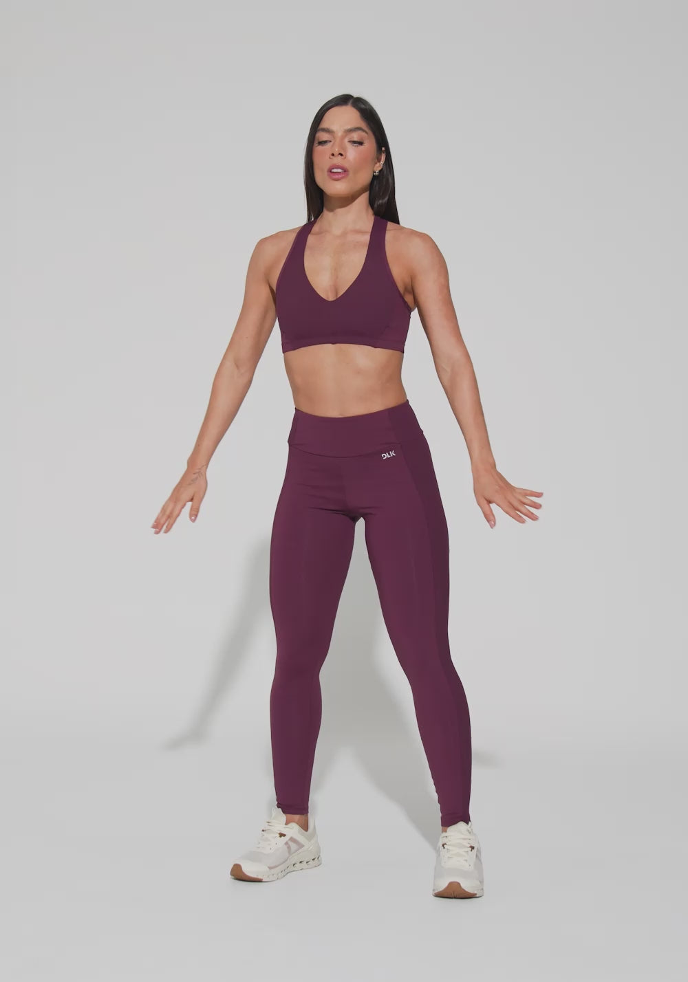 Legging Fitness Feminina com Detalhe Canelado Motion Lines Dlk Vinho
