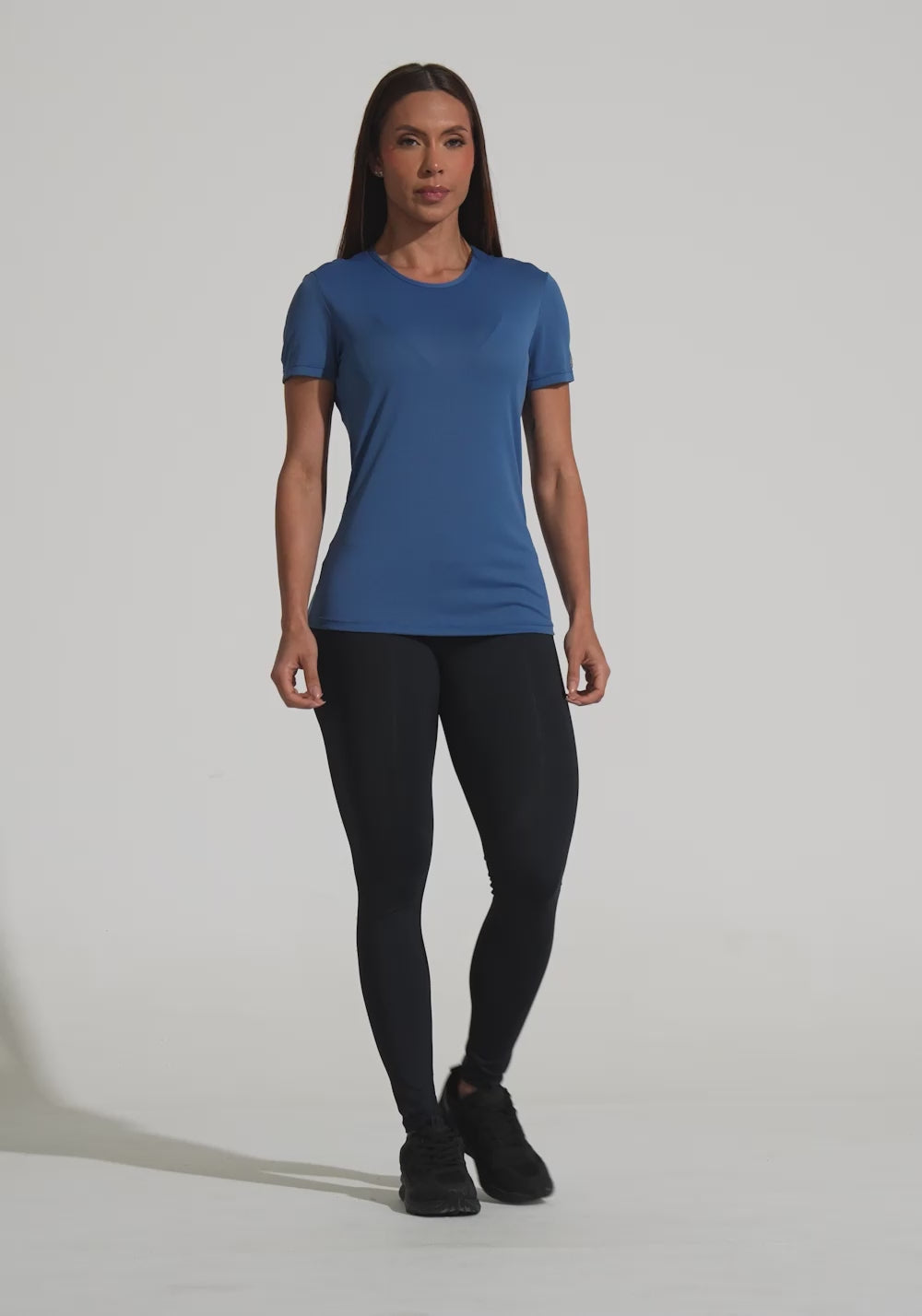 Blusa Baby Look Feminina De Poliamida Básica Dlk Azul
