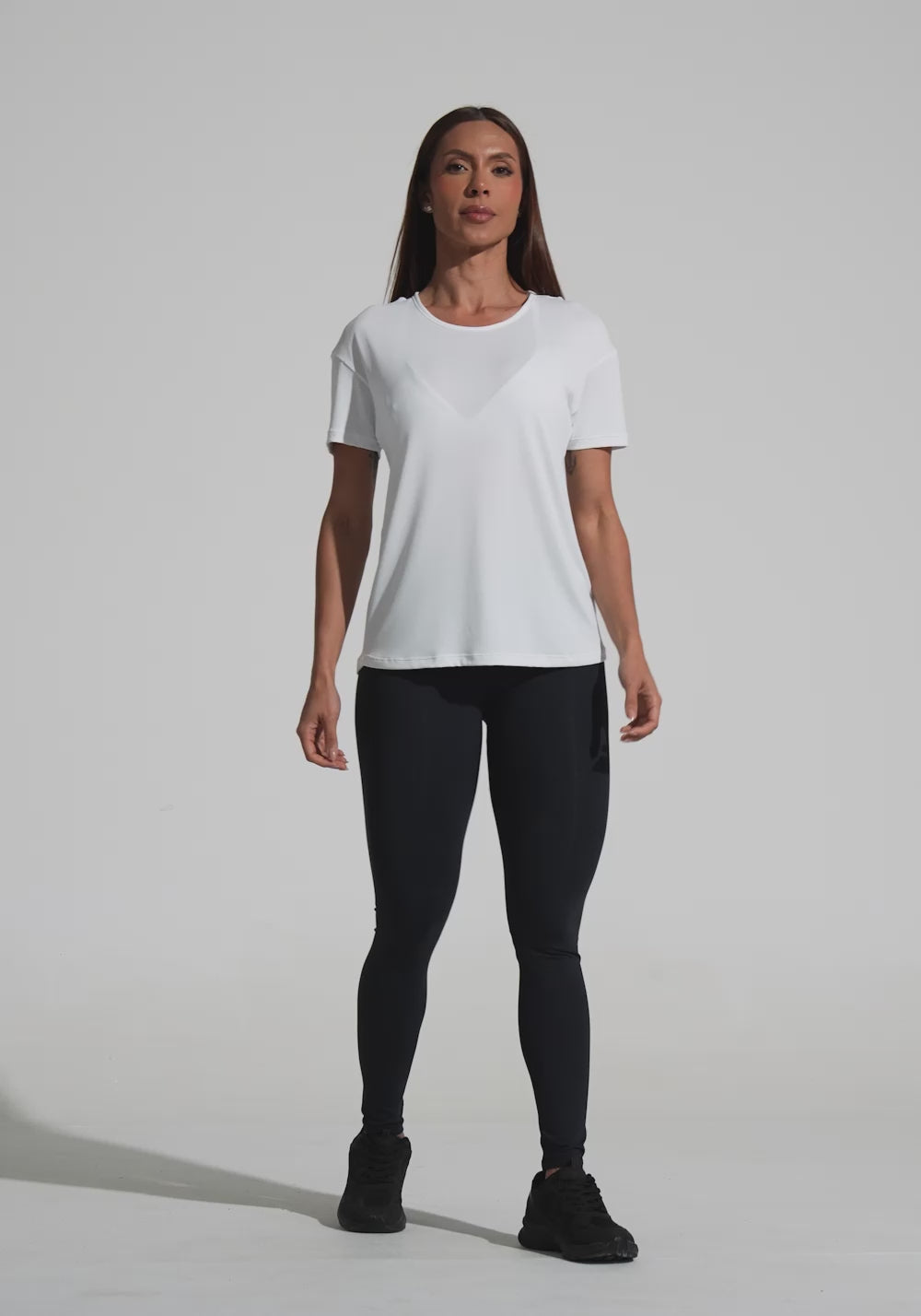 Blusa T-shirt Fitness Feminina De Poliamida Básica Dlk Branco