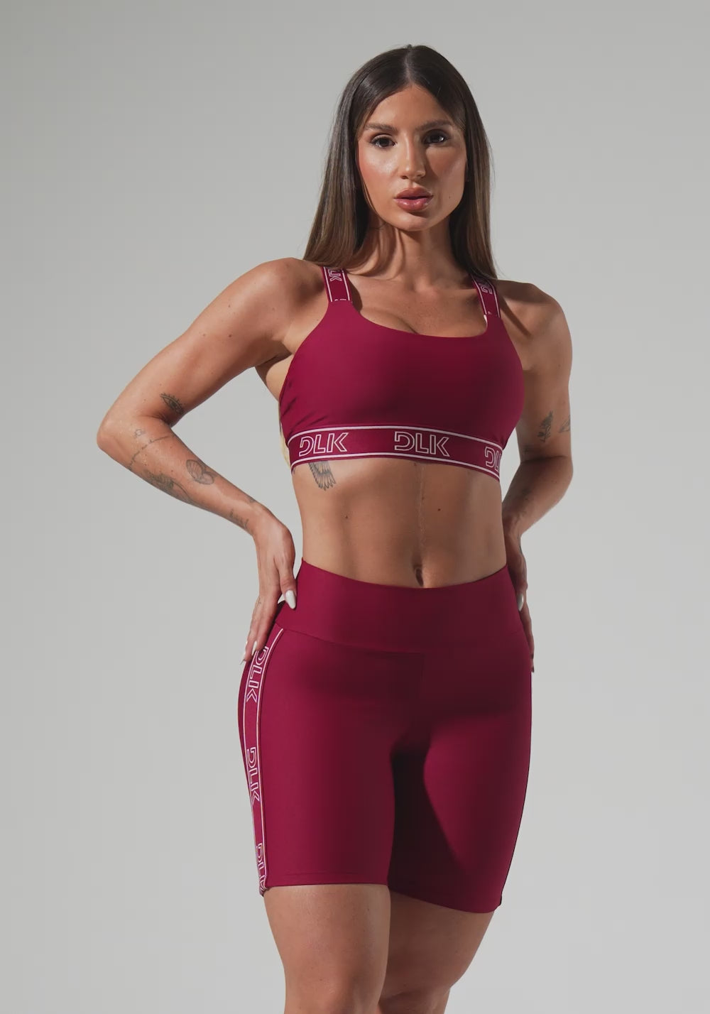 Bermuda Fitness Feminina Com Elástico Largo Lateral Activity Dlk Vermelho Cereja