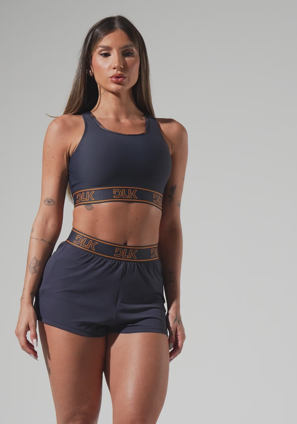 Short Fitness Feminino Soltinho Com Elástico No Cós Activity Dlk Grafite