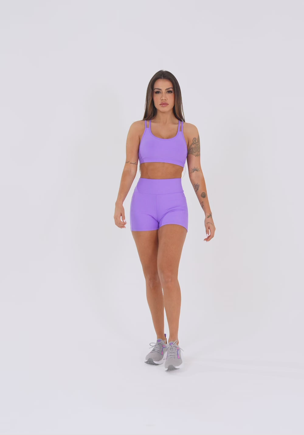 Top Fitness Feminino Lavanda Com Alça Dupla Aura Dlk