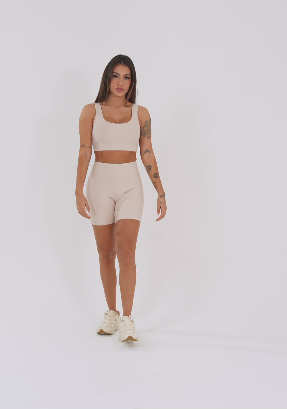 Top Fitness Feminino Nude Com Alça Larga Aura Dlk