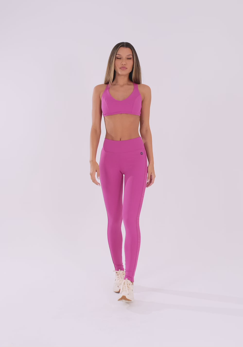 Top Fitness Feminino Rosa Fúcsia Com Elástico Cruzado Oasis Dlk