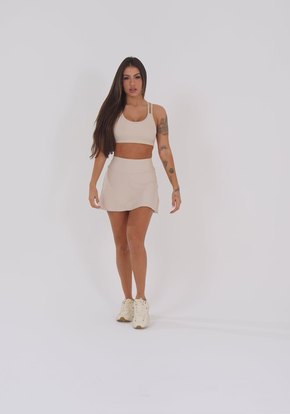 Short Saia Fitness Feminino Nude Aura Dlk