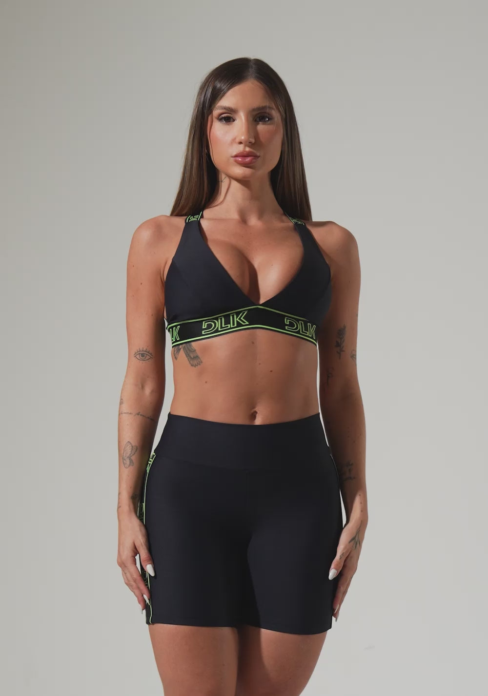 Bermuda Fitness Feminina Com Elástico Largo Lateral Activity Dlk Preto