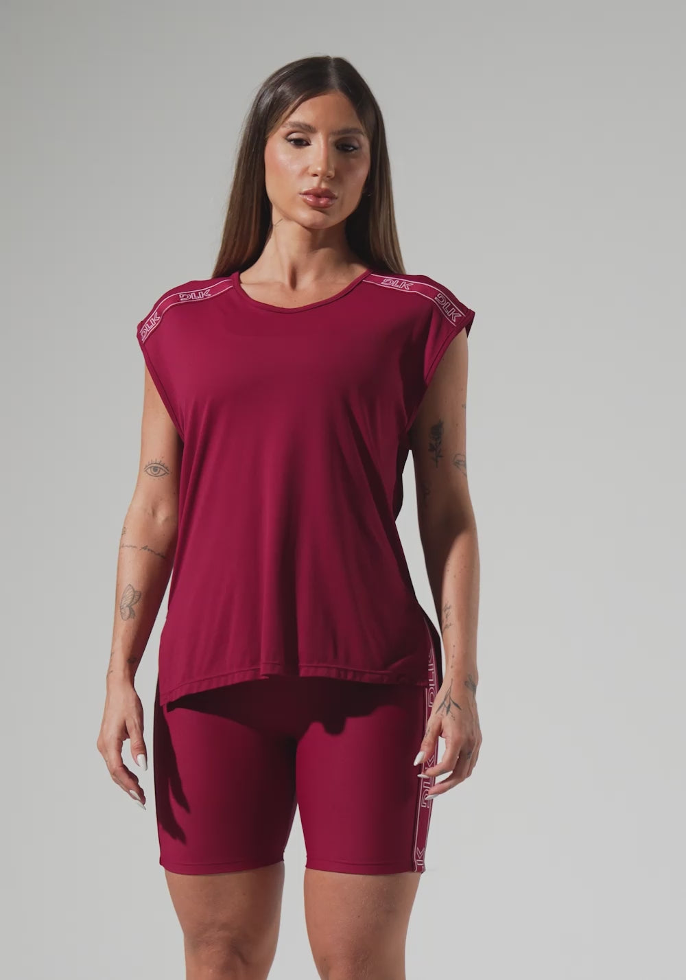 Blusa Feminina Com Elástico Nos Ombros Activity Dlk Vermelho Cereja