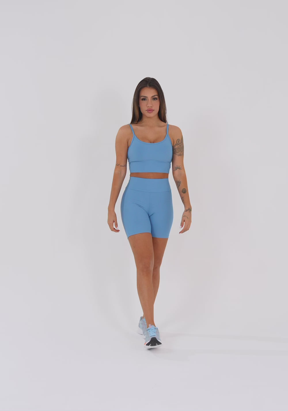 Top Fitness Feminino Azul Com Bojo Aura Dlk