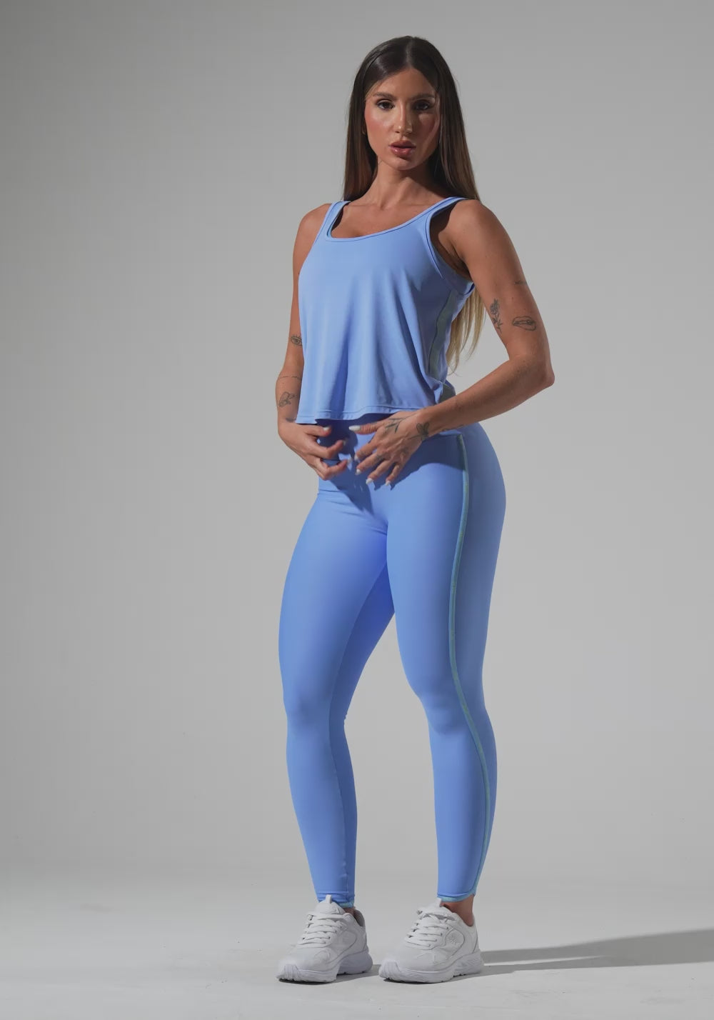 Cropped Regata Feminino Com Elástico Na Lateral Activity Dlk Azul